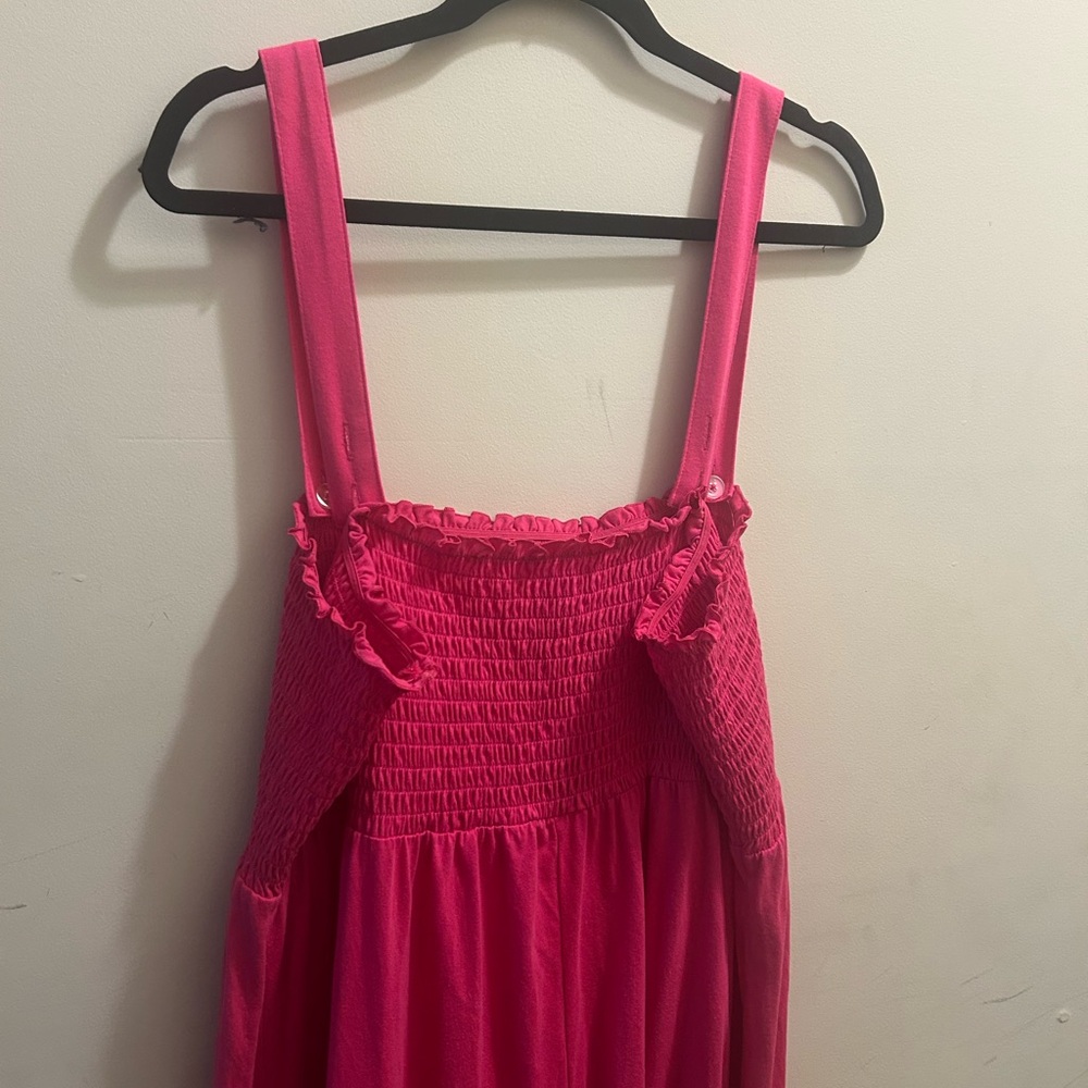 NWOT- Faded Glory Pink Smocked Maxi Dress with Straps. Size 4x (26w-38w) - Picture 2 of 8